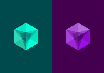 Light glass transparant hexagon cube