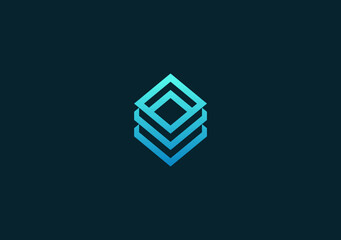 Tripple Box cube Up Arrow gradient logo symbol