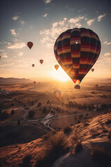 Air ballon background. Illustration Generative AI..