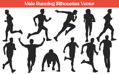 Male Running Silhouettes Vector Collection