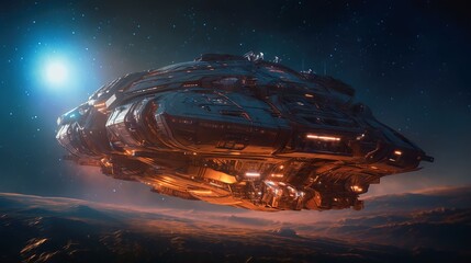 Giant Spaceship on his Way to new Worlds in Space 