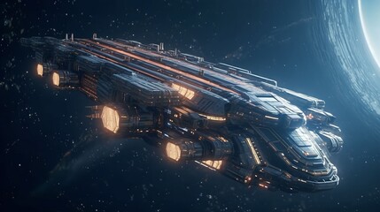 Giant Spaceship on his Way to new Worlds in Space 