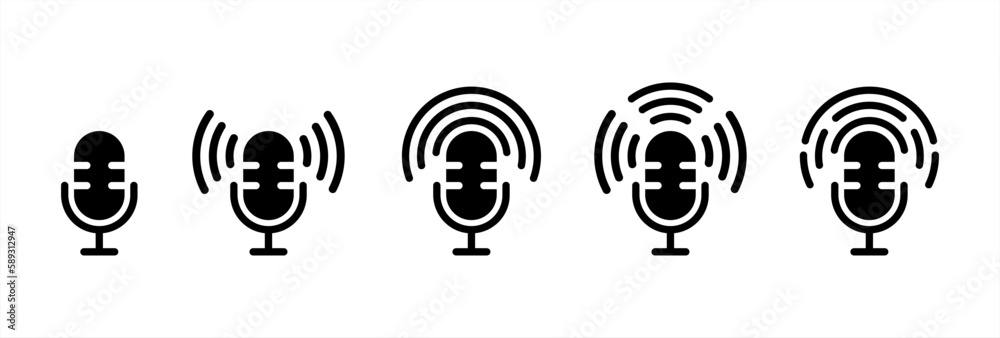 Poster microphone icons set. variant microphone icon. karaoke mic. podcast microphone. web and mobile icons