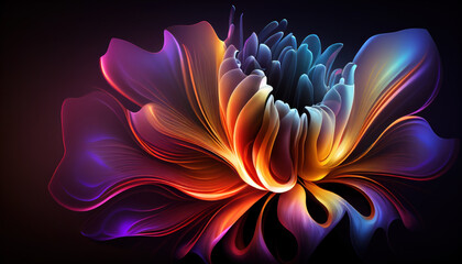 Neon abstract flower by Generative AI