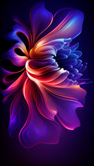 Neon abstract flower by Generative AI