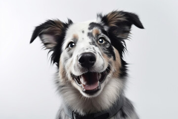 Generative AI Cheerful black and white border collie dog - obrazy, fototapety, plakaty