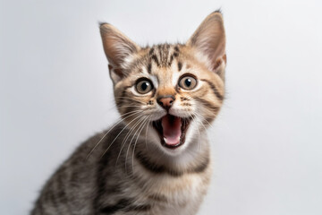 Obraz premium Generative AI Cheerful fluffy brown kitten