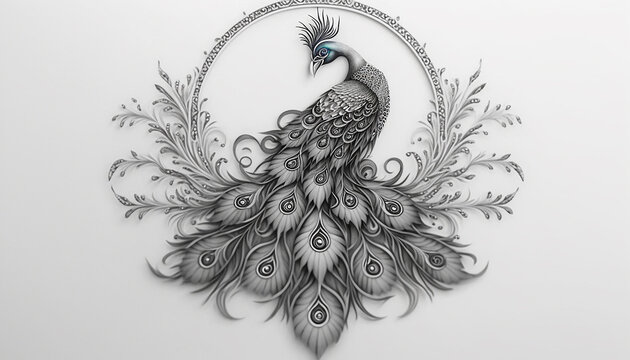 recommend clip art: Beautiful drawing peacock mandala art AI Generated