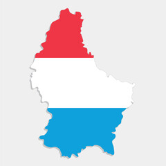 luxembourg map with flag on gray background