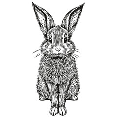 Rabbit sketch, hand drawing of wildlife, vintage engraving style, vector illustration hare
