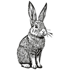 Realistic Rabbit vector, hand drawn animal illustration hare © Сергей Тарасюк