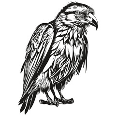 Vector image of silhouette of a Raven on a white background, corbie