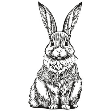 Realistic Rabbit vector, hand drawn animal illustration hare
