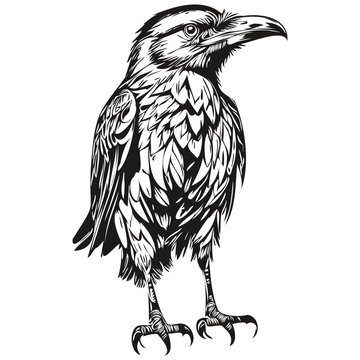 recommend clip art: Vector image of silhouette of a Raven on a white background, corbie