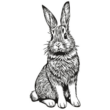 Vector image of silhouette of a Rabbit on a white background, hare