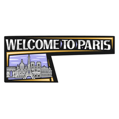 Paris Skyline Landmark Flag Sticker Emblem Badge Travel Souvenir Illustration