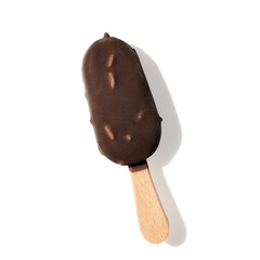 chocolate ice cream on a stick isolated on white background