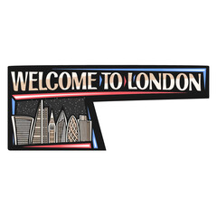 London Skyline Landmark Flag Sticker Emblem Badge Travel Souvenir Illustration