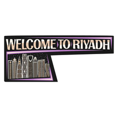 Riyadh Skyline Landmark Flag Sticker Emblem Badge Travel Souvenir Illustration