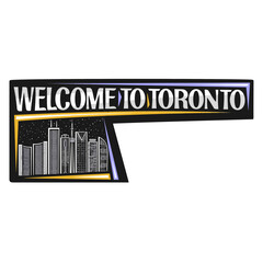 Toronto Skyline Landmark Flag Sticker Emblem Badge Travel Souvenir Illustration