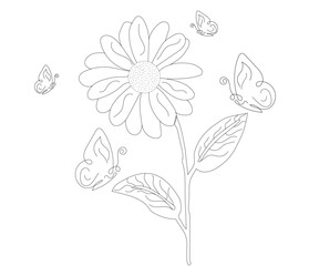 Leaves and Flowers Line Art Drawing. Floral Single Line Art, Aesthetic Contour. Modern Botanical Prints - Perfect for Home Decor, Wall Art Posters, or T-shirt Design, Mobile Case. Vector EPS 