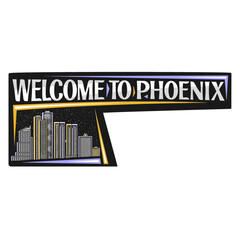 Phoenix Skyline Landmark Flag Sticker Emblem Badge Travel Souvenir Illustration