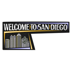 San Diego Skyline Landmark Flag Sticker Emblem Badge Travel Souvenir Illustration