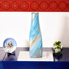 blue glass vase