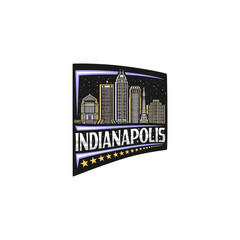 Indianapolis Skyline Landmark Flag Sticker Emblem Badge Travel Souvenir Illustration