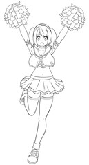 Cheerleader on White Line Art