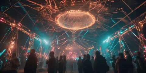 Illustration of a futuristic Goa, Synthwave Open Air Festival 