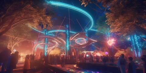 Illustration of a futuristic Goa, Synthwave Open Air Festival 