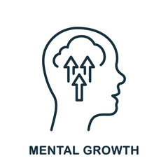 Mental Growth Line Icon. Human Head with Arrow Up Linear Pictogram. Psychology Therapy Outline Sign. Intellectual Process, Development Symbol Concept. Editable Stroke. Isolated Vector Illustration