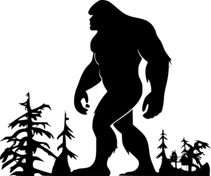 recommend clip art: Bigfoot - Black and White Isolated Icon - Vector illustration