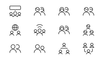 Multiple user icon vector set. Profile and people silhouette collection. Editable Stroke. and Suitable for Web Page, Mobile App, UI, UX design.