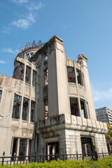 The Atomic Bomb Dome or Genbaku Dōmu is located in Hiroshima city, Hiroshima prefecture