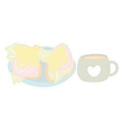 breakfast sandwiches and a cup of coffee