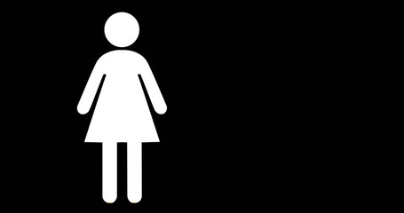 Image of woman symbol on black background with copy space