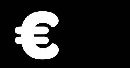 Image of euro icon on black background with copy space