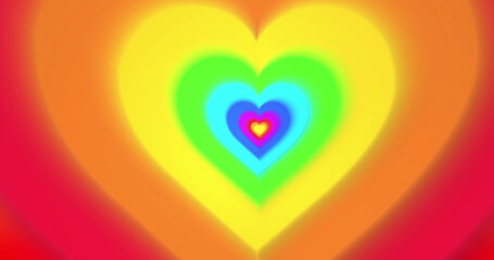 Image of digital tunnel of colourful hearts