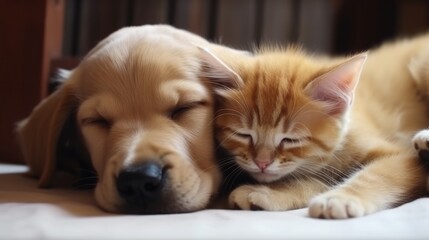 cat and puppy, cute, Generative AI