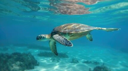 sea turtle swimming in water, Generative AI