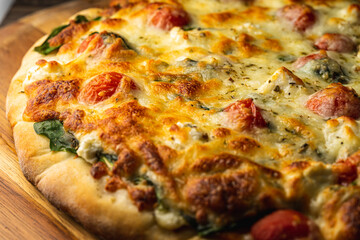 Gourmet vegetarian pizza, homemade.