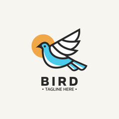 Bird logo design with simple color and line style