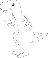 Coloring page. Cheerful dinosaur. Black and white illustration.