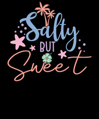 Salty But Sweet Retro Summer Quote Beach T-shirt Design