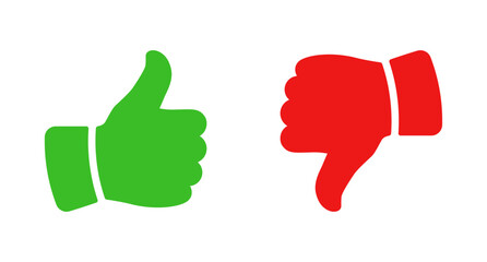 Green thumb up and red thumb down