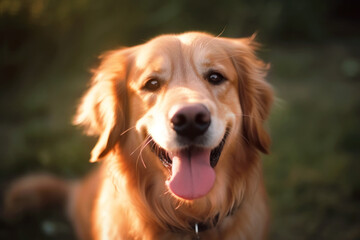 Obraz premium Golden retriever portrait. Generative AI