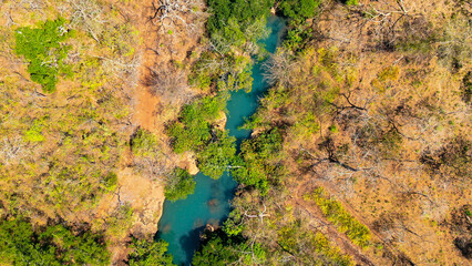 Foto aerea de rio color turquesa