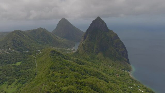 St. Lucia's mountainous terrain and its Twin Pitons
